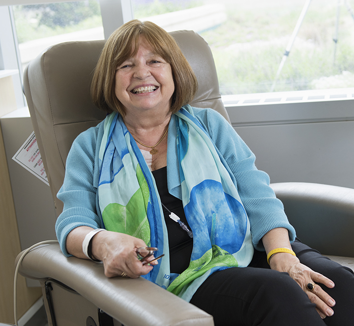 Margit Foti, who is being treated for bladder cancer, on the last day of her 24-week chemotherapy regimen. (PHOTO BY SUSAN KAHN)