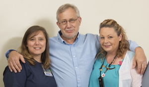 Myers with nurses Debra Abbott, left, and Tamara Roberts, two of the burn center staff members who cared for him. Upstate's Clark Burn Center serves 27 counties, from northern Pennsylvania to the Canadian border. In 2016, the burn center treated 308 patients.
