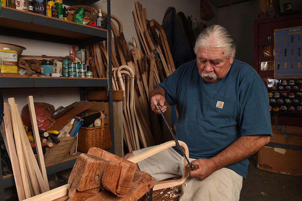 Jacques in his workshop on the Onondaga Nation territory, south of Syracuse. (PHOTO BY JOHN BERRY)