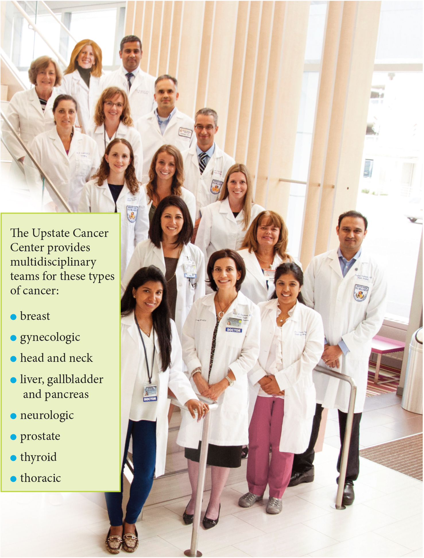 The multidisciplinary breast cancer team at the Upstate Cancer Center. (PHOTO BY ROBERT MESCAVAGE)