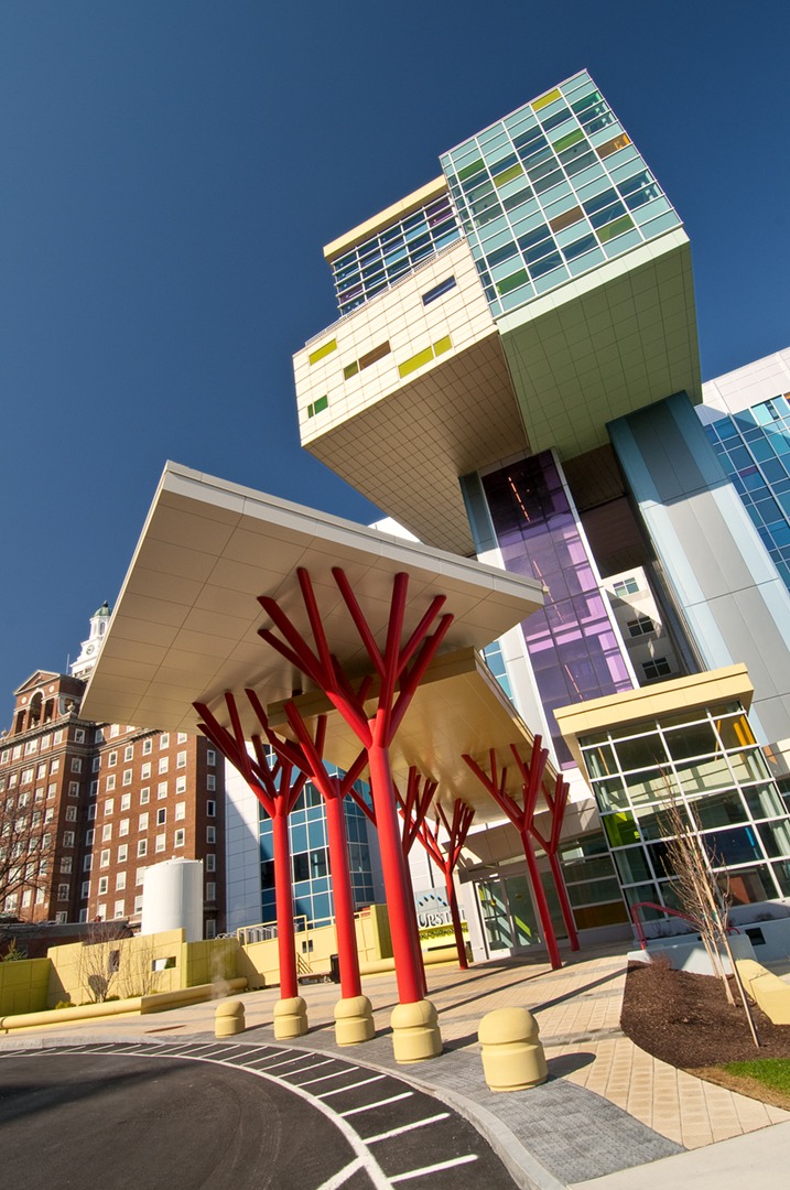 The entrance to the Upstate Golisano Children's Hospital.