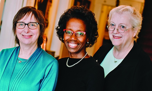 The three Upstate physicians featured in the book Three Trailblazers are, from left, Ruth Weinstock, MD, PhD, Sharon Brangman, MD, and Patricia Numann, MD