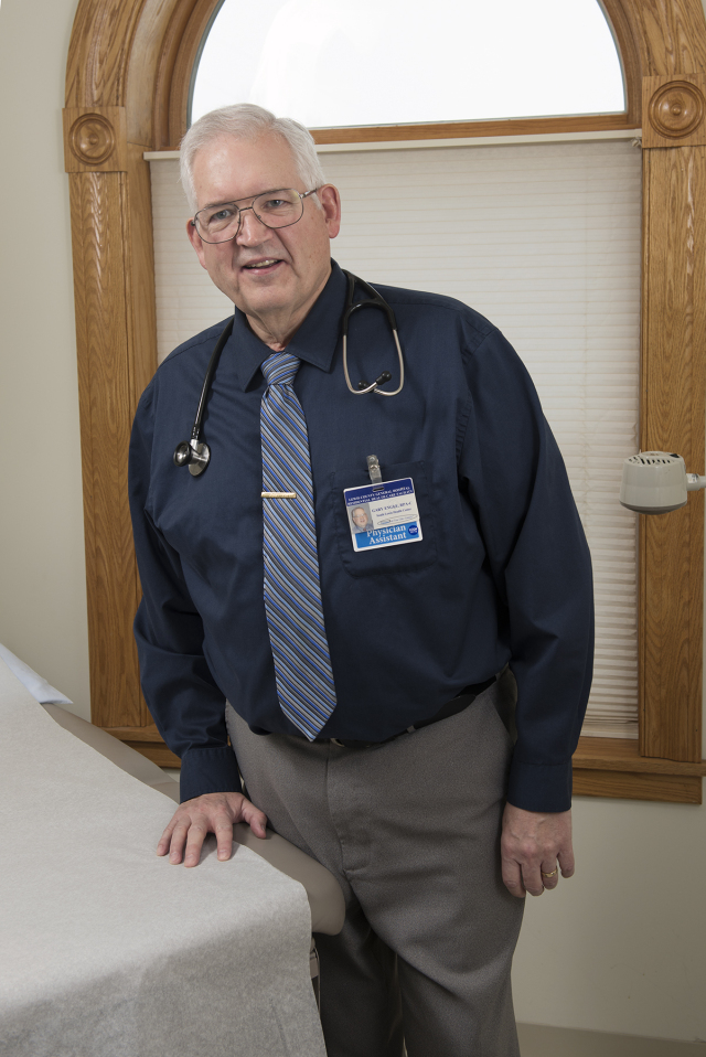 Gary Engle is a physician assistant in Lyons Falls and a voluntary preceptor, or trainer, for Upstate's College of Health Professions. (PHOTO BY SUSAN KAHN)