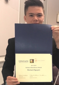 Richard Nguyen and his Perfect Attendance Award