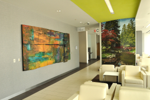 The lobby of the newly opened fourth floor in the Upstate Cancer Center. (photos by Richard Whelsky)