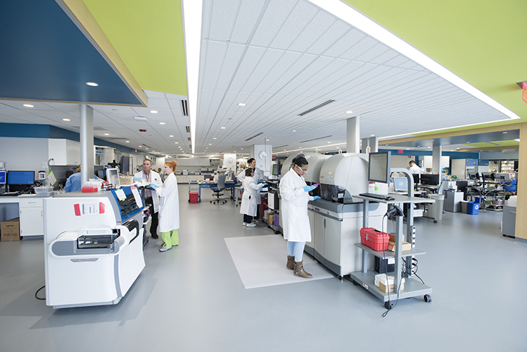 Upstate's new Clinical Pathology Laboratory is on the fifth floor of the cancer center.