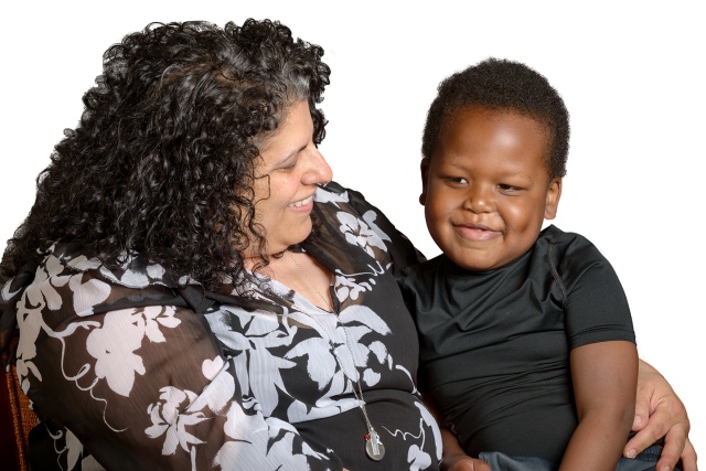 Levi Haddad, 4, with his mother, Laurin Haddad. Adopted when he was 1 day old, Levi was diagnosed with leukemia on his fourth birthday. (photo by Robert Mescavage)