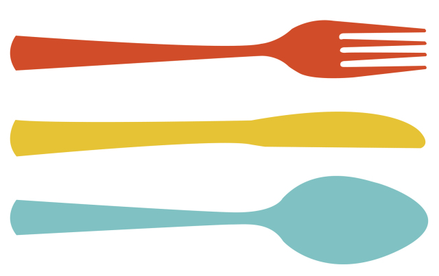 illustration of fork, knife and spoon