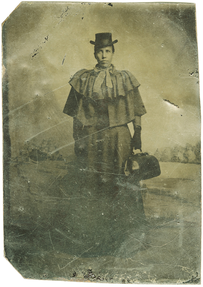 Is this Sarah Loguen, MD, class of 1876? This 3 3/8-inch tintype was published in John Ravage‘s book, Black Champions (University of Utah Press, 2002) and is in the collection of the National Museum of African American History and Culture, part of the Smithsonian Institution.