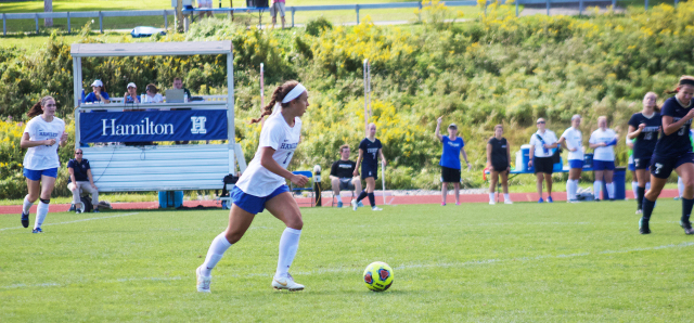 Back surgery patient Kendall Discenza plays on the soccer team at Hamilton College.