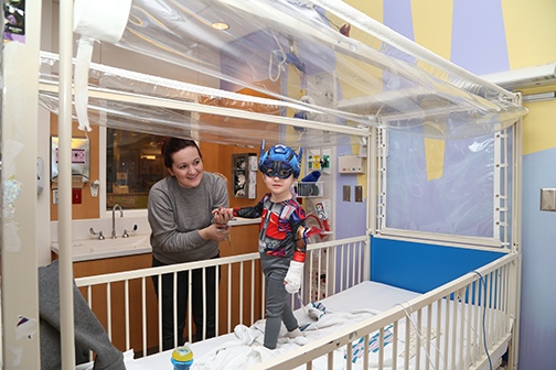 Halloween at the children’s hospital. Patients can go trick-or-treating in the hallways, getting treats from Upstate employees, who also come in costume. (photo by Kathleen Paice Froio)