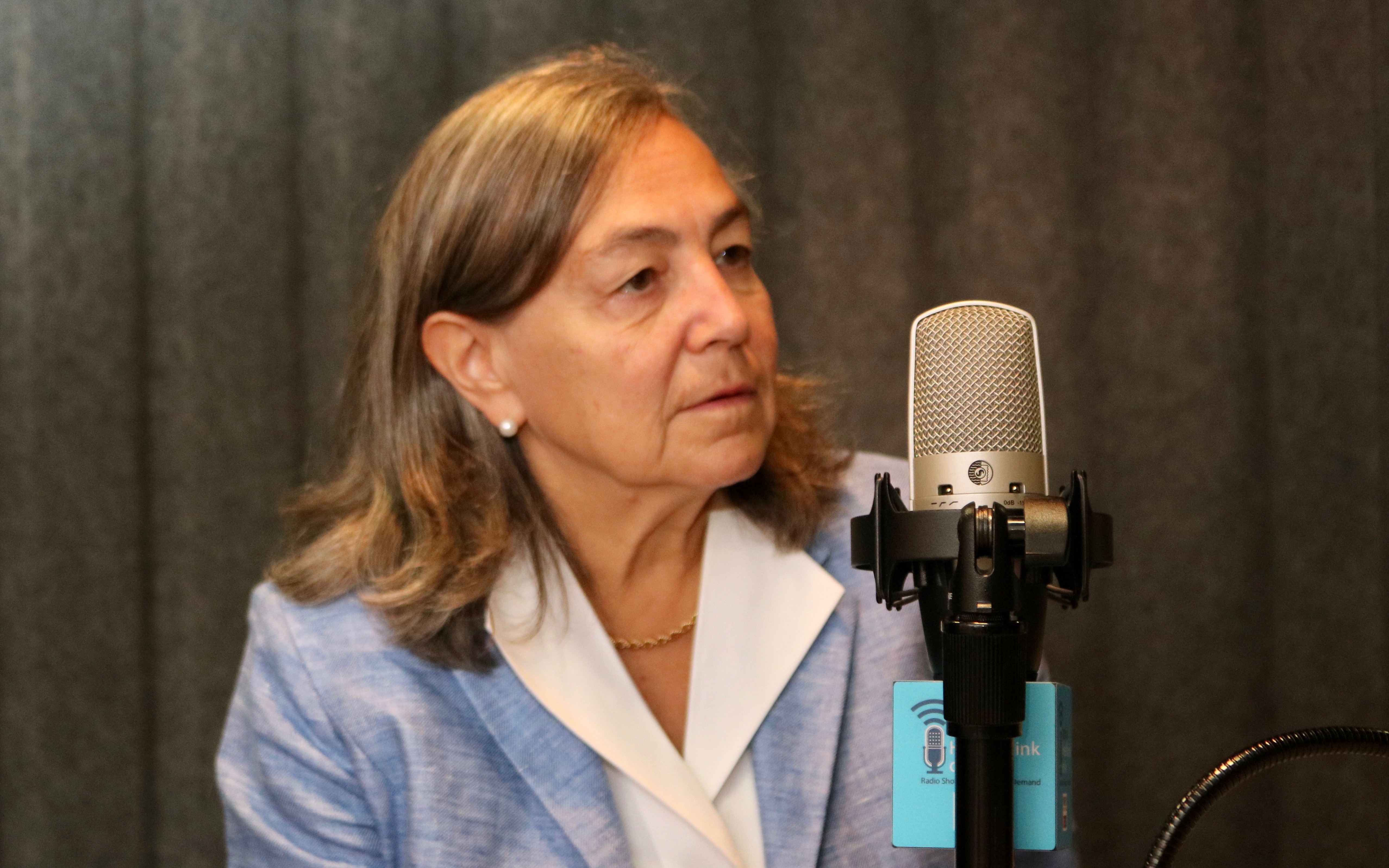 Wendy Levinson. MD, says more is not necessarily better when it comes to medical care. She is shown during an interview with Upstate's "HealthLink on Air" podcast and radio show. (photo by Jim Howe)