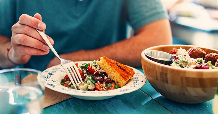 plate of salad and cornbread