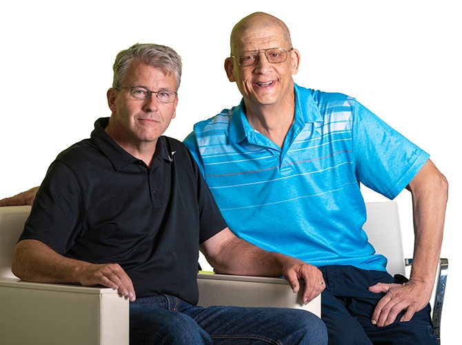 Dave Warren, left, donated one of his kidneys to fellow firefighter and longtime friend Steve Preston, right. (photo by Robert Mescavage)