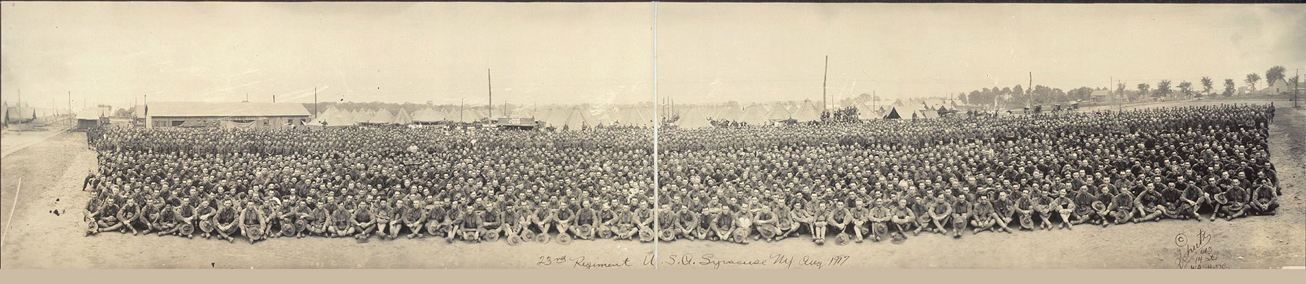 The U.S. Army’s 23rd Infantry Regiment in 1917 in Syracuse. (photo from the Library of Congress)