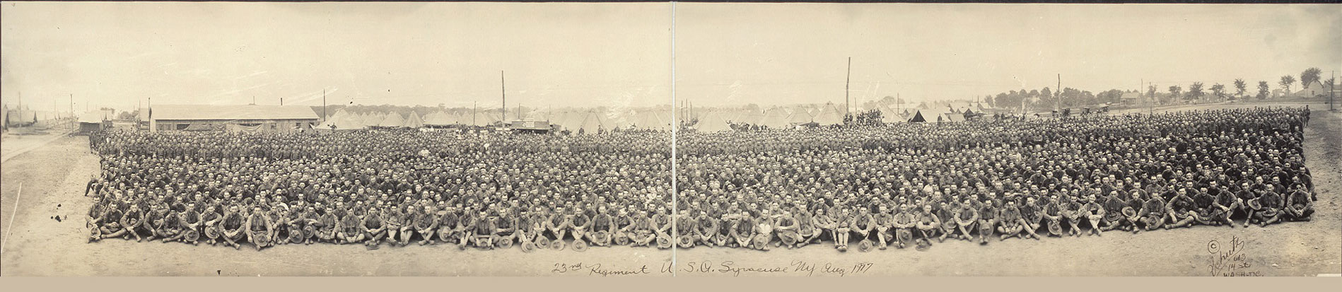 The U.S. Army’s 23rd Infantry Regiment in 1917 in Syracuse. (photo from the Library of Congress)