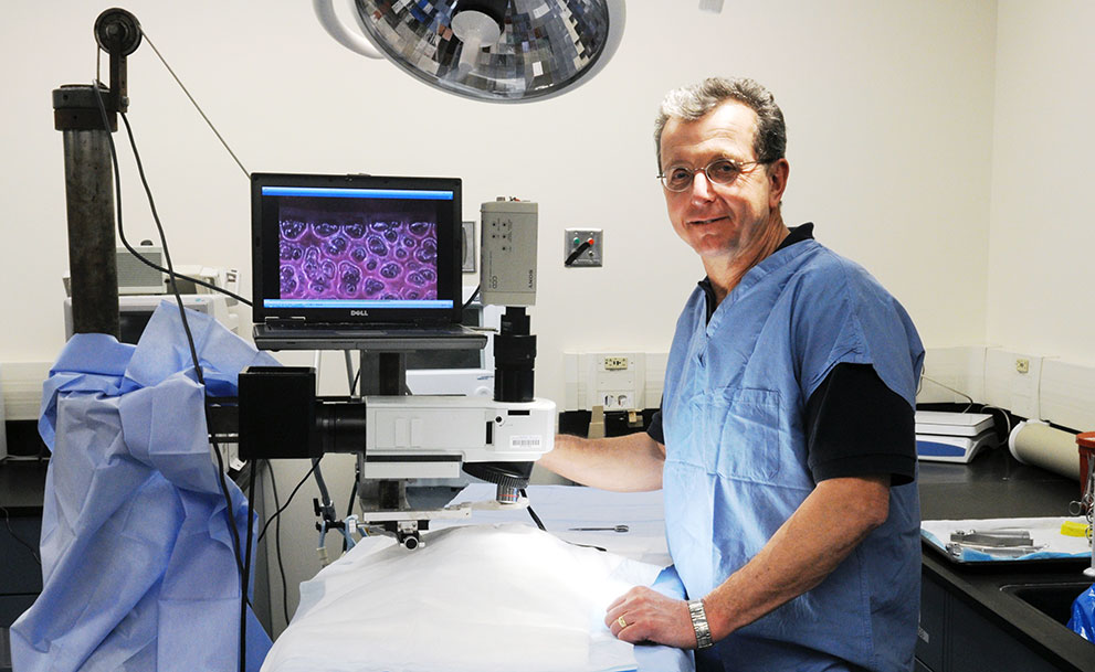 Gary Nieman conducts research on mechanical methods to help people breathe and to lessen any related injuries. He is shown in his laboratory at Upstate University Hospital.