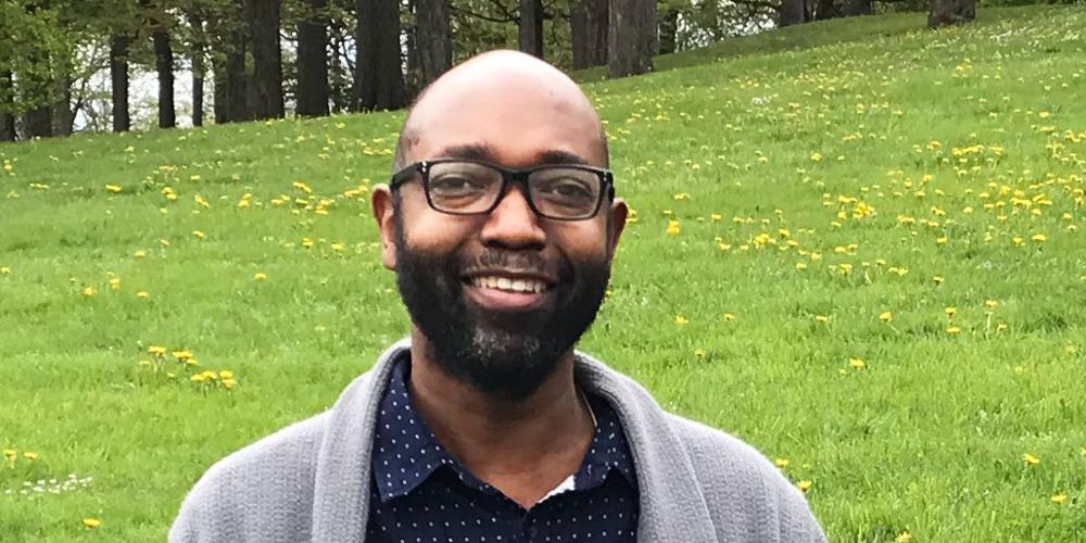 SUNY Potsdam music professor Lonel Woods had a kidney transplant at Upstate University Hospital during the coronavirus pandemic. He is pictured at Upper Onondaga Park in Syracuse. (photo by Emily Kulkus)