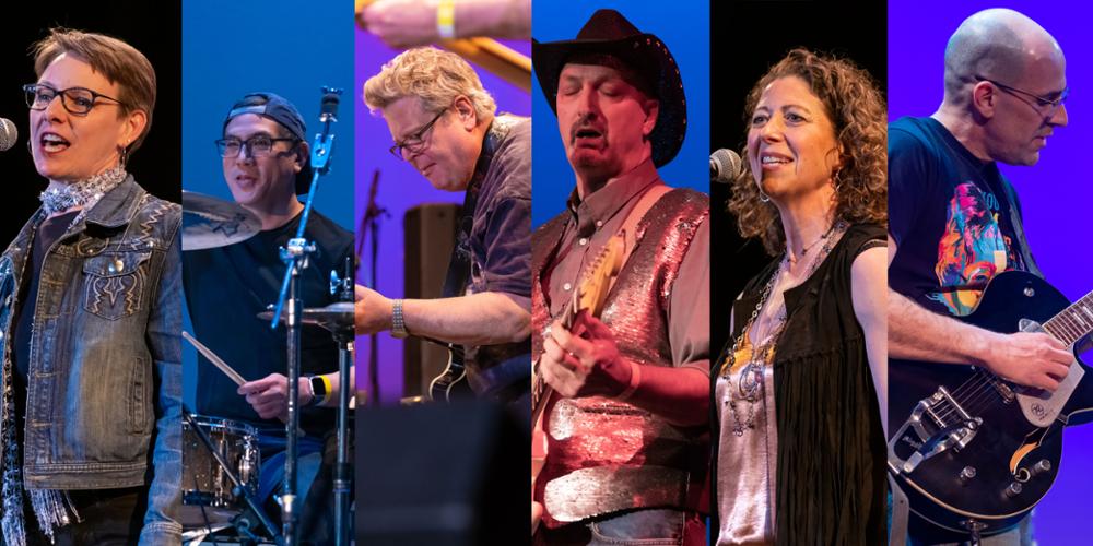 The Bronze Puppies at “Rockin’ the Redhouse," from left: Jennette “Jean” Ball, DC; Lawrence Chin, MD; James Greenwald, MD; Gary Johnson, MD; Rachel Hopkins, MD; and Paul Klawitter, MD, PhD