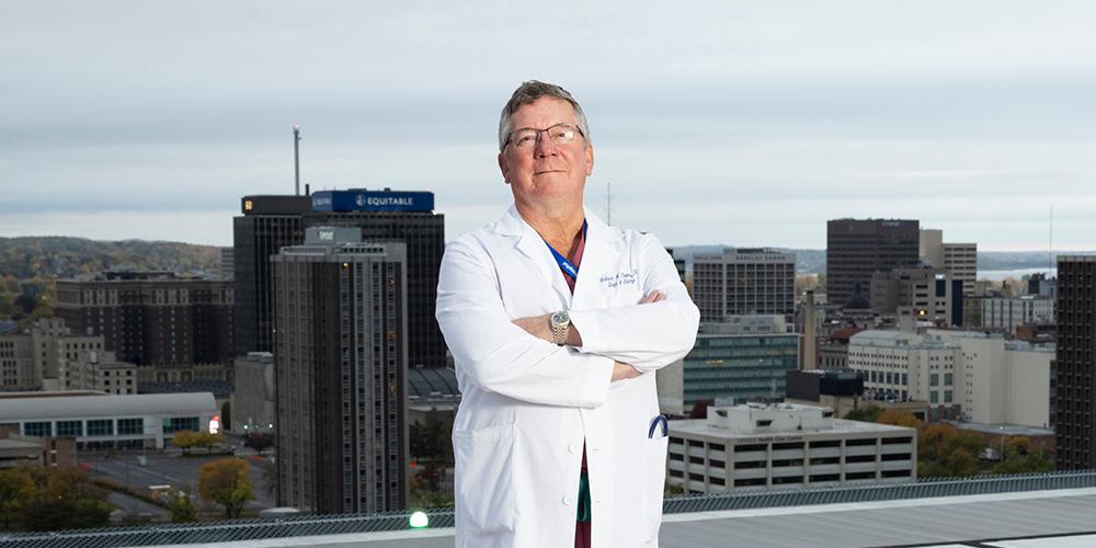 Robert Cooney, MD, is Upstate’s chief of surgery and a member of the trauma team. (photo by Susan Kahn)