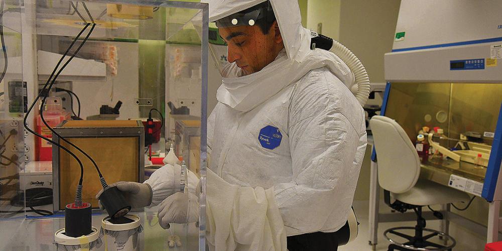 Inside the Vector Biocontainment Lab at Upstate, the first of its kind. (photo by William Mueller)