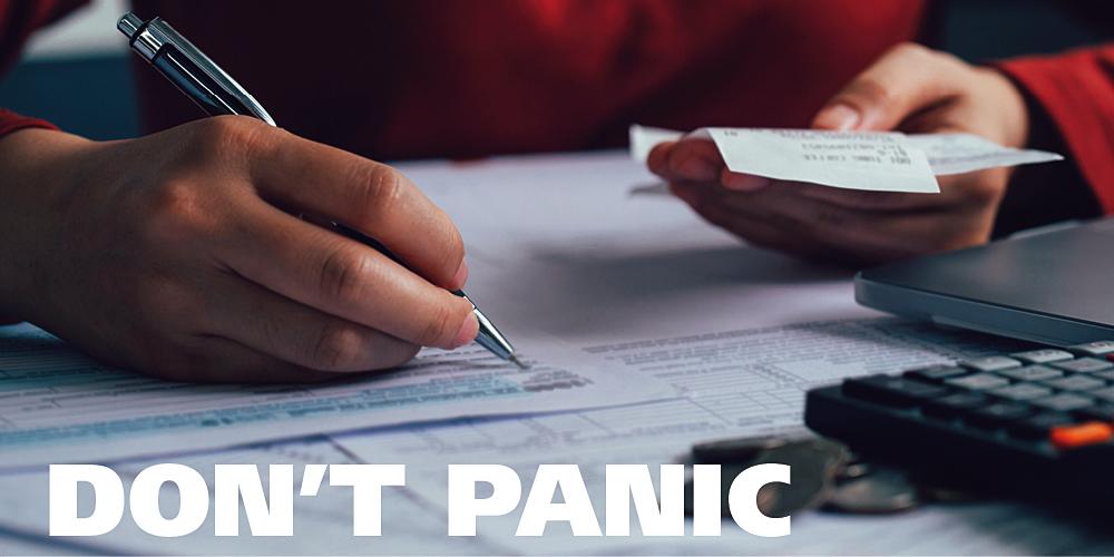 "don't panic" graphic illustration