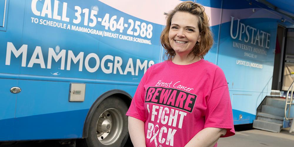 Kimberly Copeland is a fan of the “mammo van” to help women be screened for breast cancer. (photo by Susan Kahn)