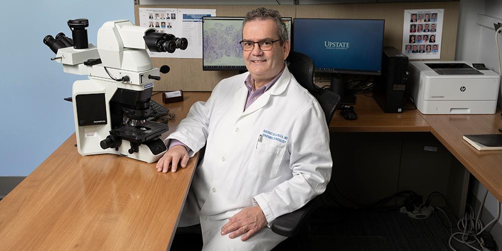 Upstate pathologist Gustavo de la Roza, MD (photo by Susan Kahn)