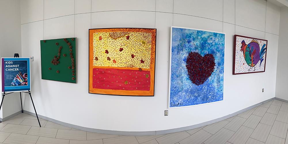 Artworks by Emma Mollapour at a Kids Against Cancer event at the Upstate Cancer Center.