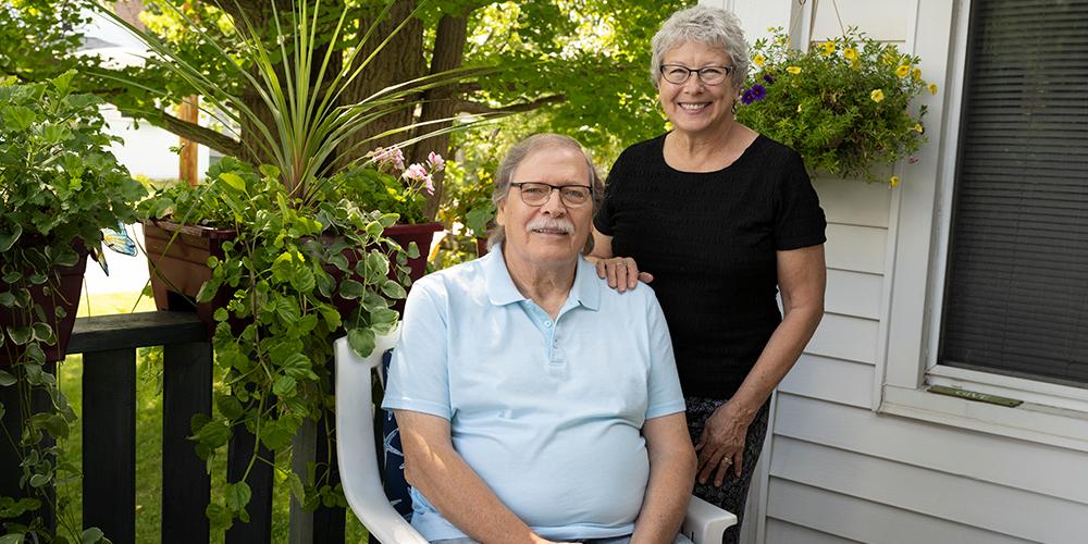Peter Kline, seated, with his wife, Suzanne Kline, at home in Lyncourt. Photo by Susan Kahn